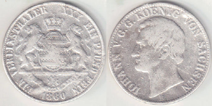 1860 Germany State silver Thaler (Saxony) A005726